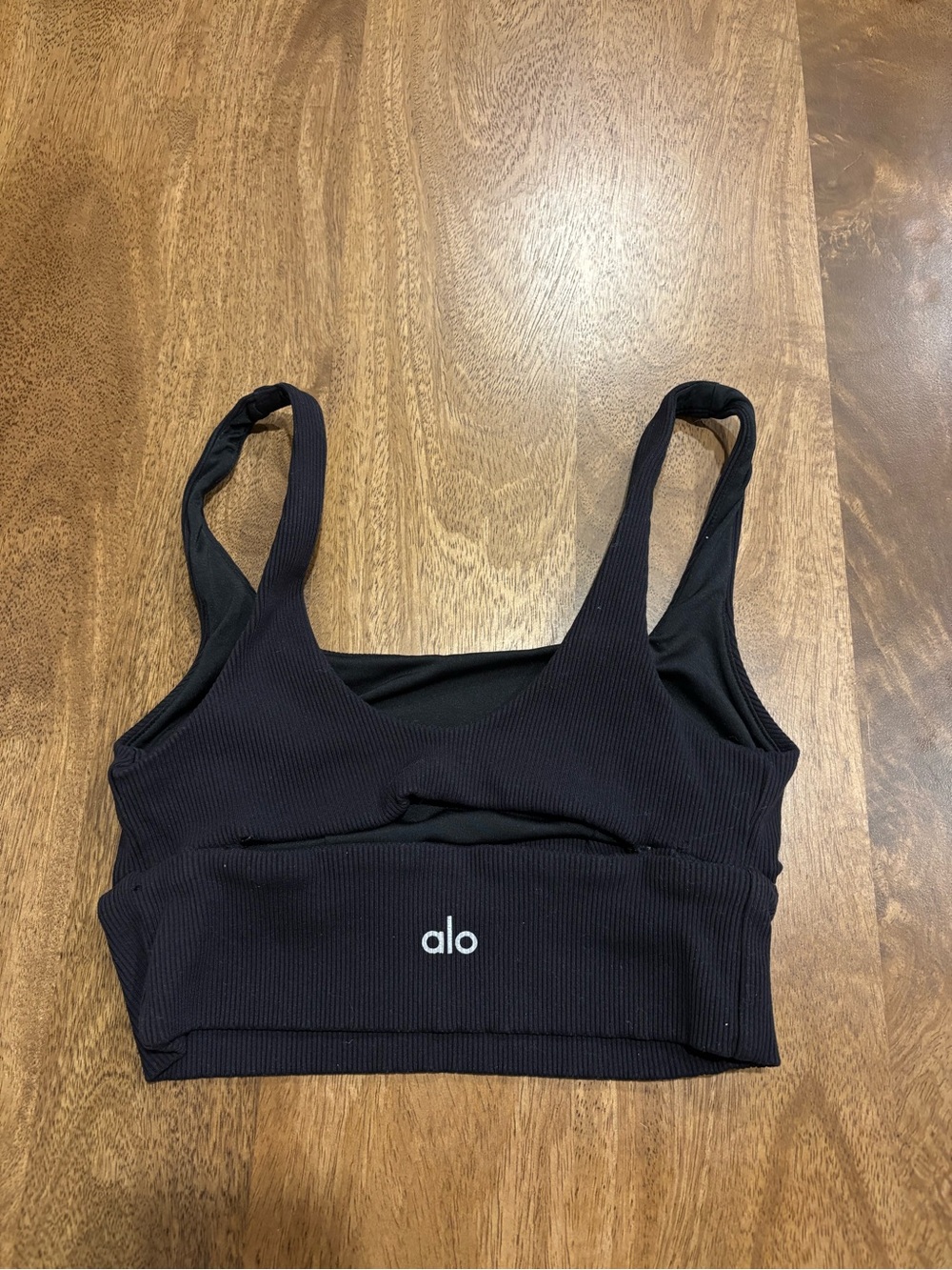 Alo Ribbed Black Sports Bra